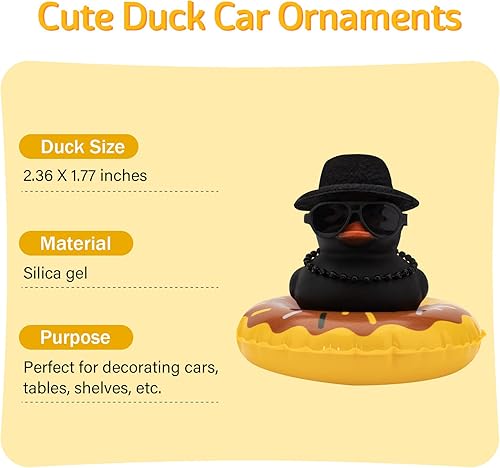 Miniatura 2 de wonuu Decoración de tablero de goma para salpicadero, accesorios de coche para adorno de automóvil con mini sombrero, collar de anillo de natación y