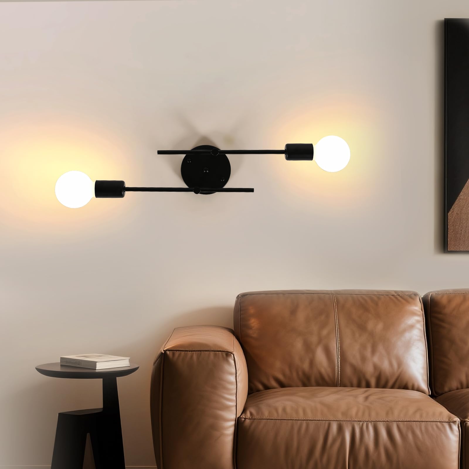 DELIPOP Plafonnier Industriel, 2 Lumières Lustre Sputnik Vintage, E27 Base Lampe de Plafond Vintage en Metal pour Salon Cuisine Salle à Manger Chambre