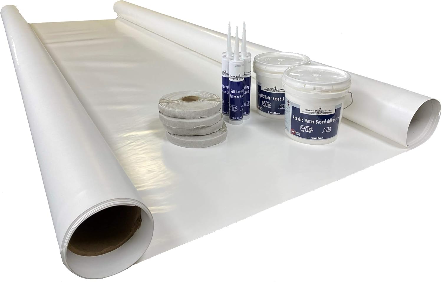 Class A Customs PVC Extreme Duty RV Rubber Roof Kit | 8.5 ft Wide X 30 ft Long | RV Rubber Roof Membrane Kit | RV Camper Trailer Rubber Roof Repair | Motor Home Roof : Automotive