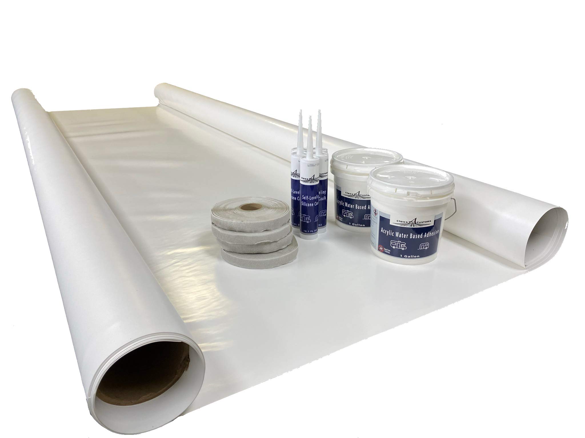 Class A Customs Extreme PVC RV Rubber Roof Kit | 8.5 ft Wide X 30 ft Long | White | Single-Ply PVC Membrane | RV Roof Repair & Waterproofing
