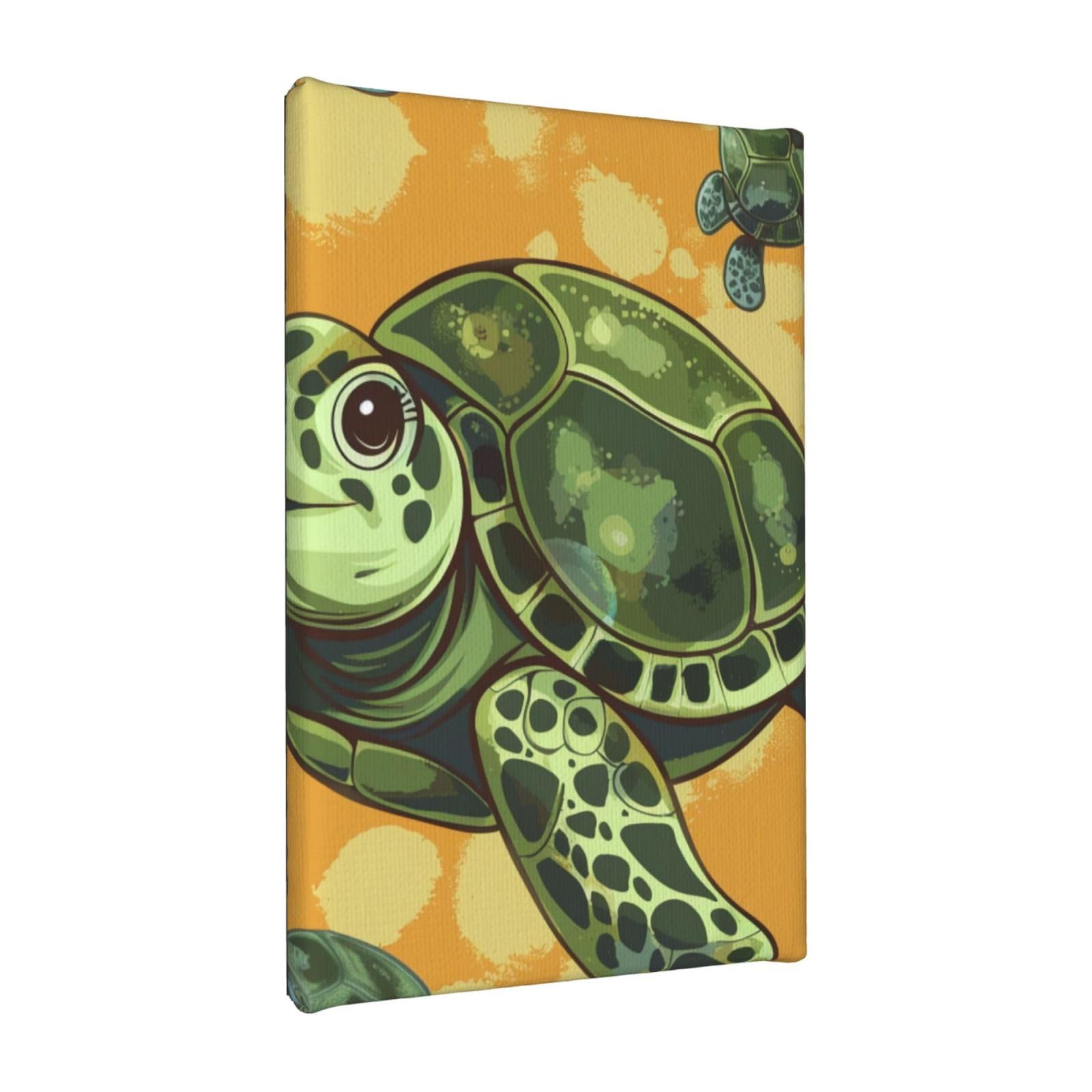 YKLJG Sea Turtle Printed Wall Art Canvas Painting 20x30 CM Wooden Framed Picture Painting Artwork Prints for Bedroom Kitchen Home Office Decor
