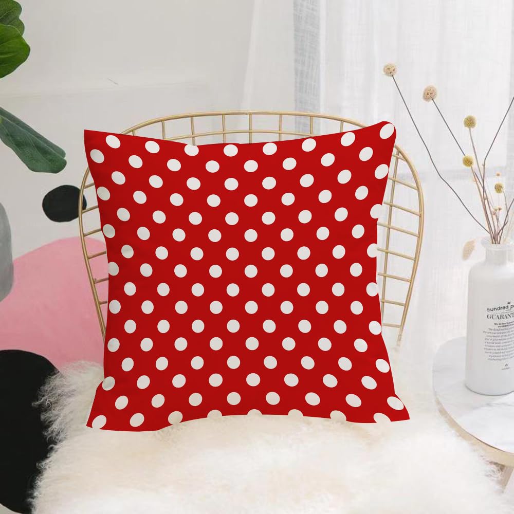 Hyosxw Red And White Dot Pattern, Design Of Uniform - A8 Cushion Cover,Throw Pillow Case Home Decorative For Living Room Bedroom Sofa Chair 18X18 Inch,Red And White Dot Pattern, Design Of Uniform White Dots On Red Background,Pillowcase 45X45cm