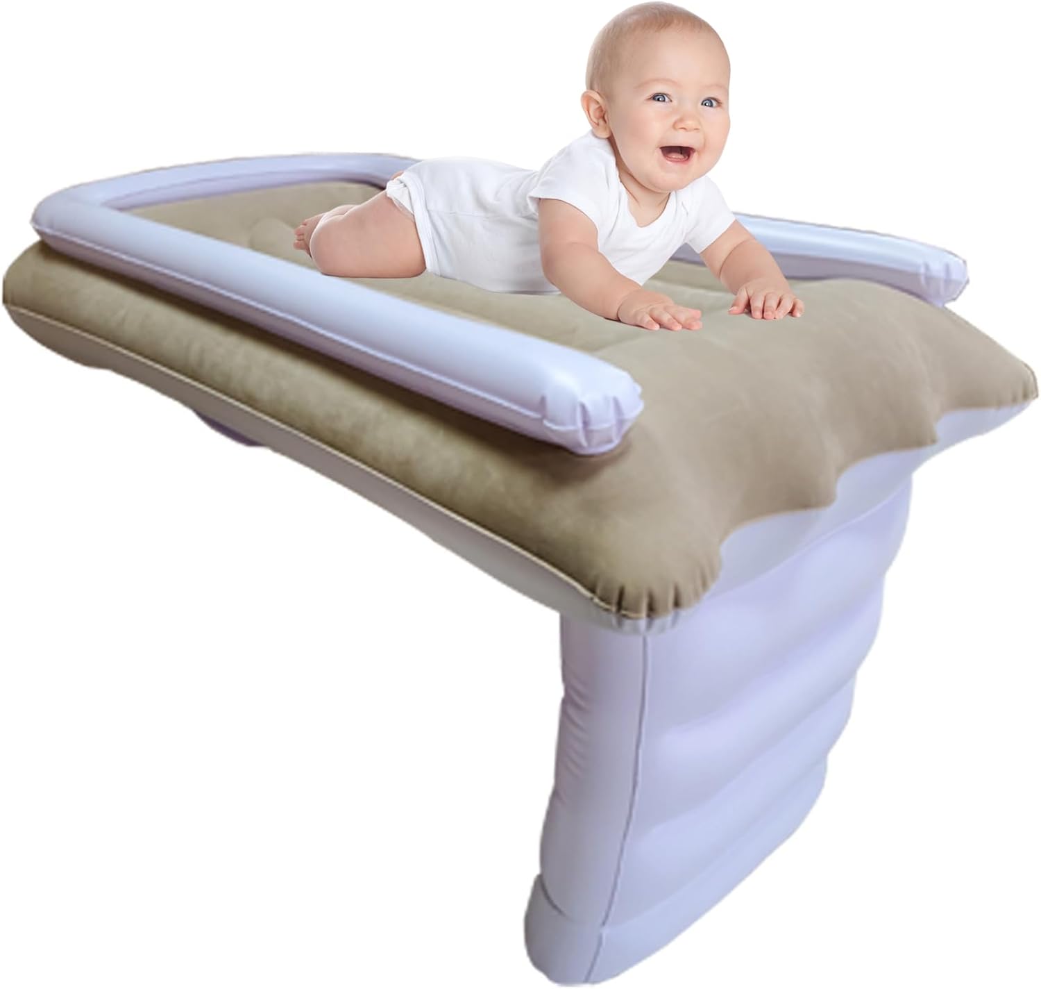 Inflatable Toddler Bed, Soft Portable Blow up Toddler Air Mattress with Adjustable Belt, Air Leakproof Kids Bed Airplane for Travel Flights.