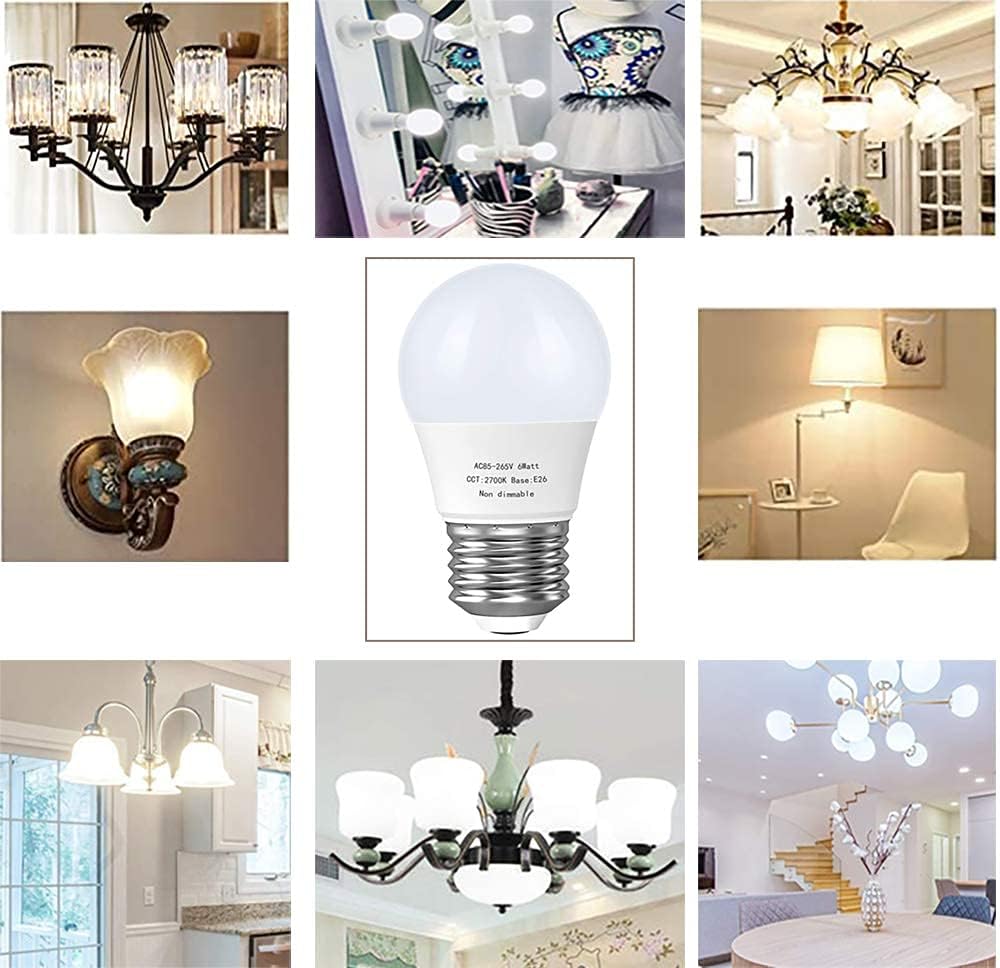 GOSCHE 6W A15 Led Blulb 60 Watt Incandescent Equivalent, 550 LM Appliance Light Bulb, E26 Base Ceiling Fan Light Bulbs, 2700K Refrigerator Bedroom Kitchen Lighting Non-Dimmable, Warm White, 6 Pack