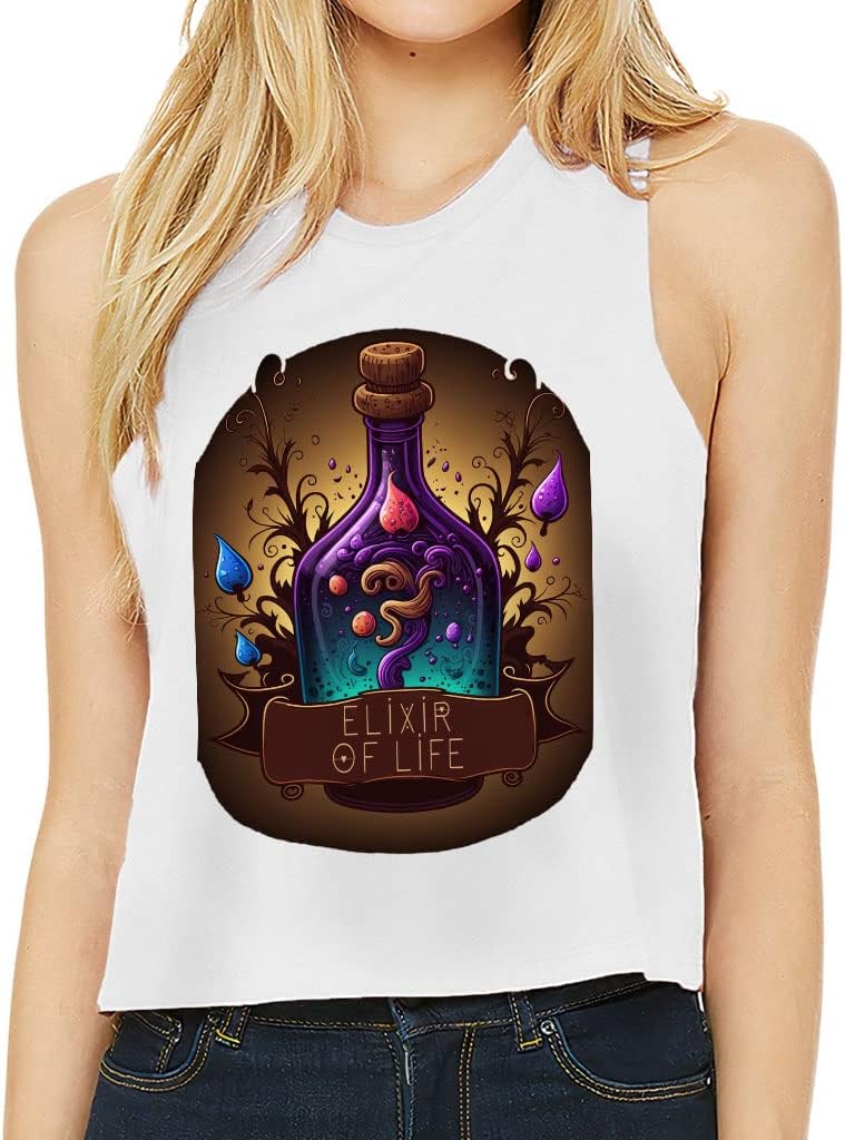Elixir of Life Print Racerback Cropped Tank - Beautiful Women's Tank - Bright Tank Top