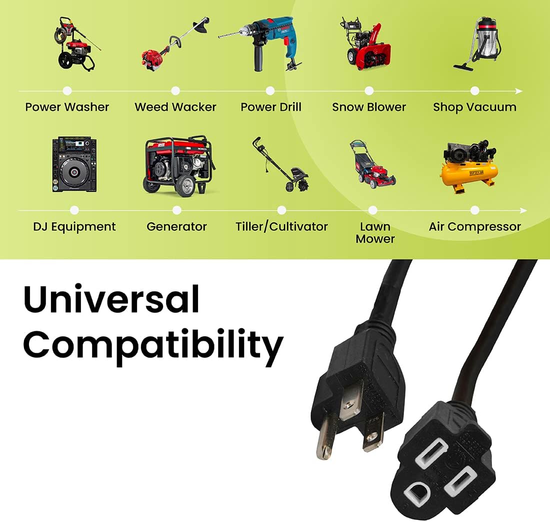 Go Green Power Inc. (GG-14000BK) 12/3 SJTW Outdoor Extension Cord, Black, 100 ft