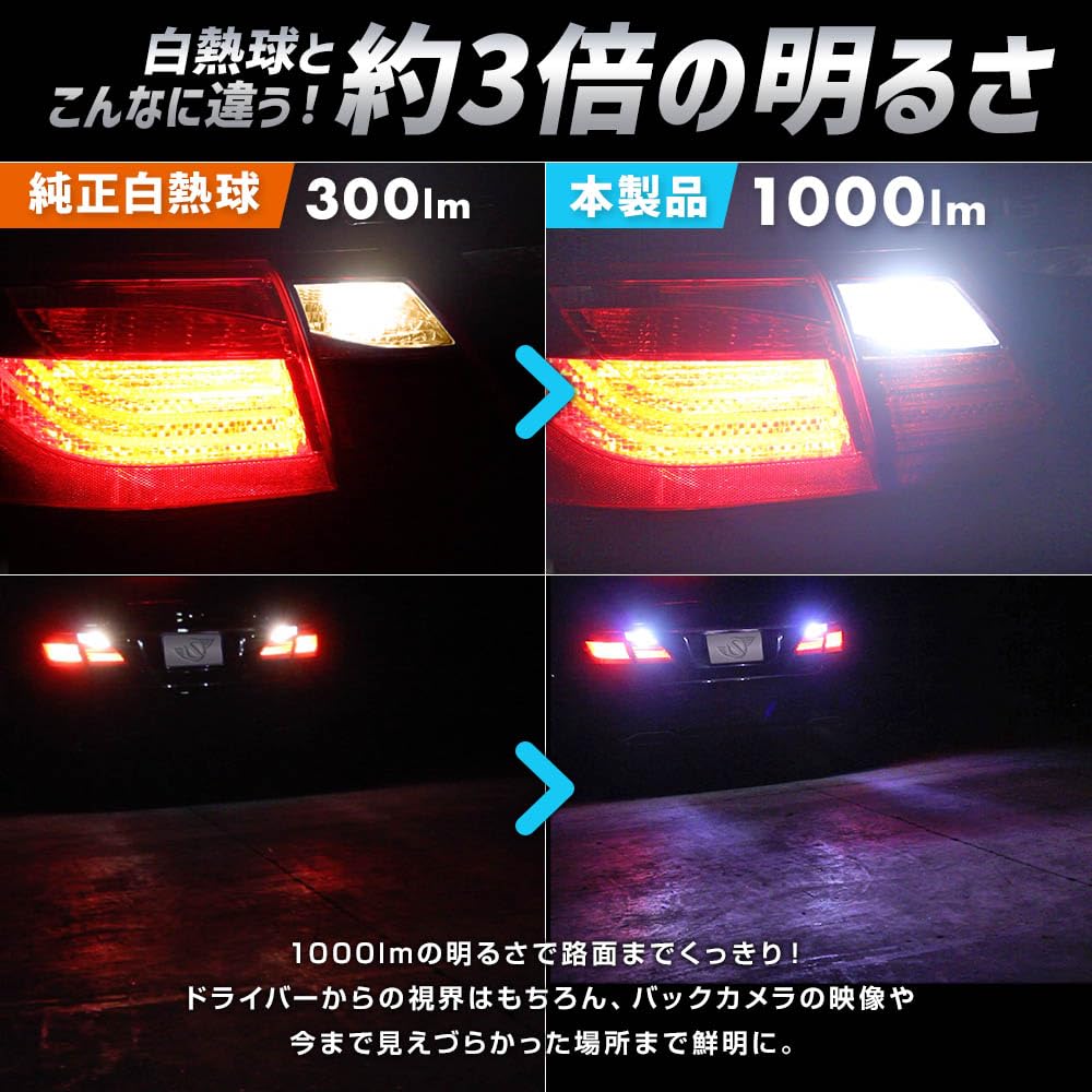 Amazon | スフィアライト T16 LED バックランプ サンバック 6000K