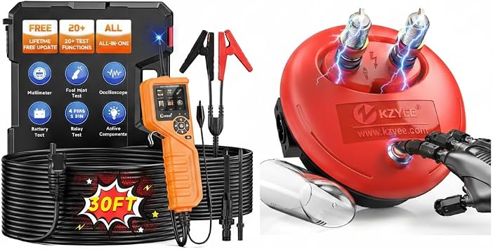 KZYEE KM601 Power Circuit Probe Kit, 12V-24V Automotive Circuit Tester with KS30 Spark Plug Tester, Dual-Port Ignition Coil Tester