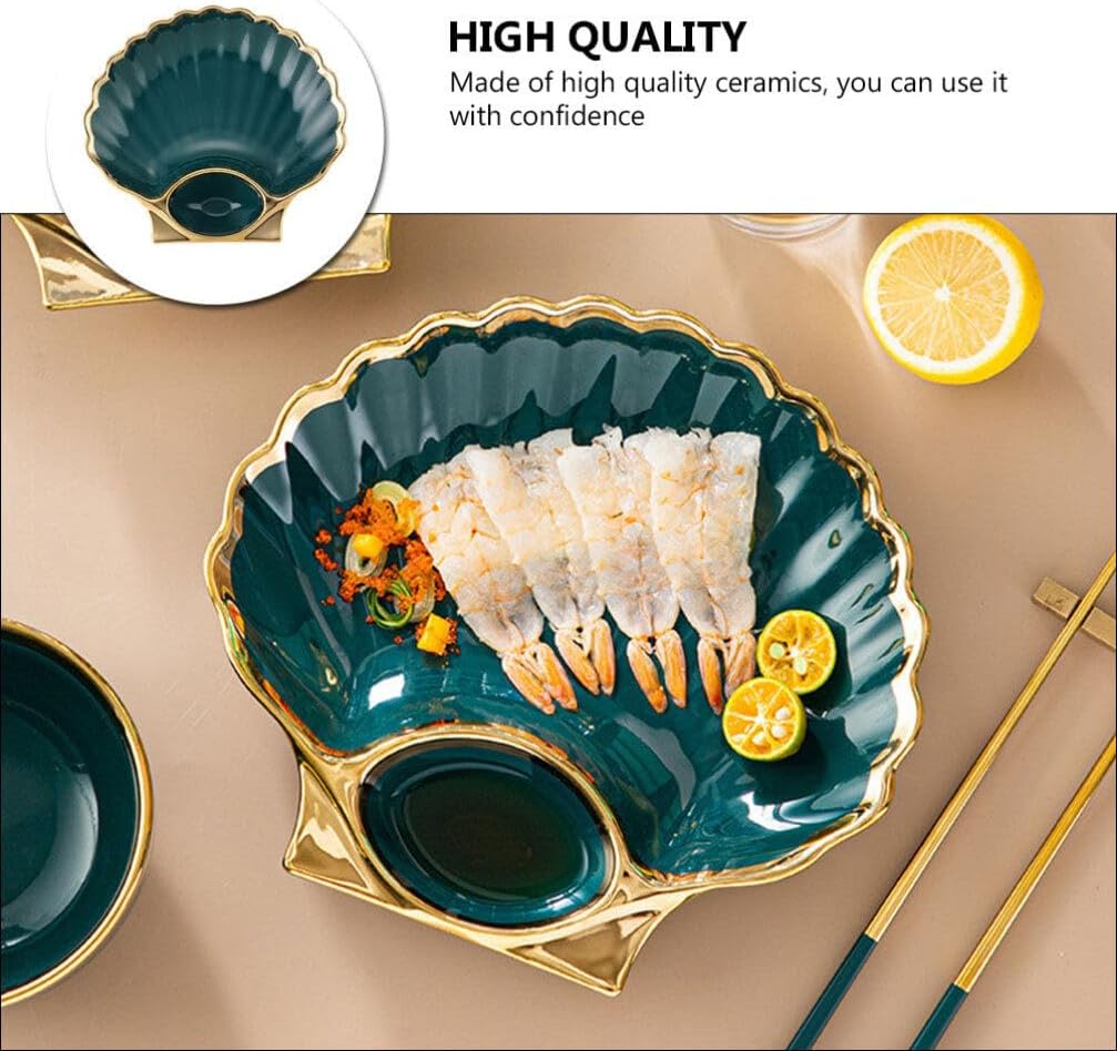 DOITOOL 2 pcs dumpling plate Sushi Plates cute serving plate dessert dish fruits plates chip plate with dip French Fries Plate salad japanese plates Dipping Bowl ceramics shell jewelry