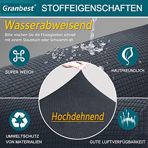 Granbest Premium Wasserdicht Sofa Sitzkissenbezug, High Stretch Jacquard Sitzkissenschutz Sofasitzbezug für Couch (3 Sitzer, Grau)