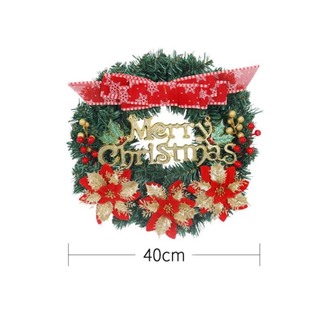 Weihnachtskranz Fenster Weihnachtskranz Haustür Weihnachtsdekoration Innen- Und Außendekoration Türkranz Weihnachten(40cm)