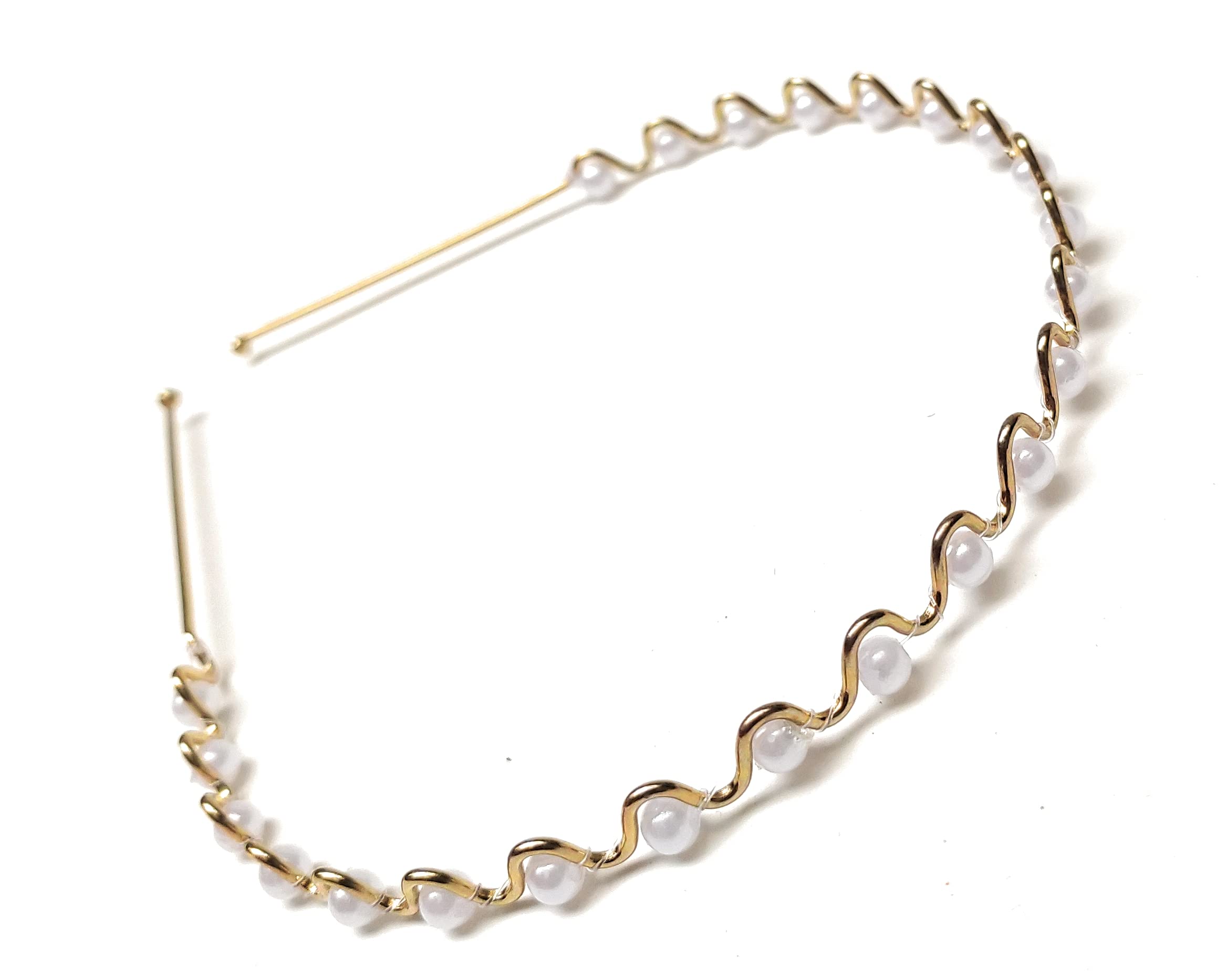 GIRLYZ ATTIRE White Pearl Beads Hairband Studded Silver Golden Metal Headband Hair Accessories for Girls/Bride/Women Pearls (PACK OF 2) (B09X76P468) Amazon Price History, Amazon Price Tracker
