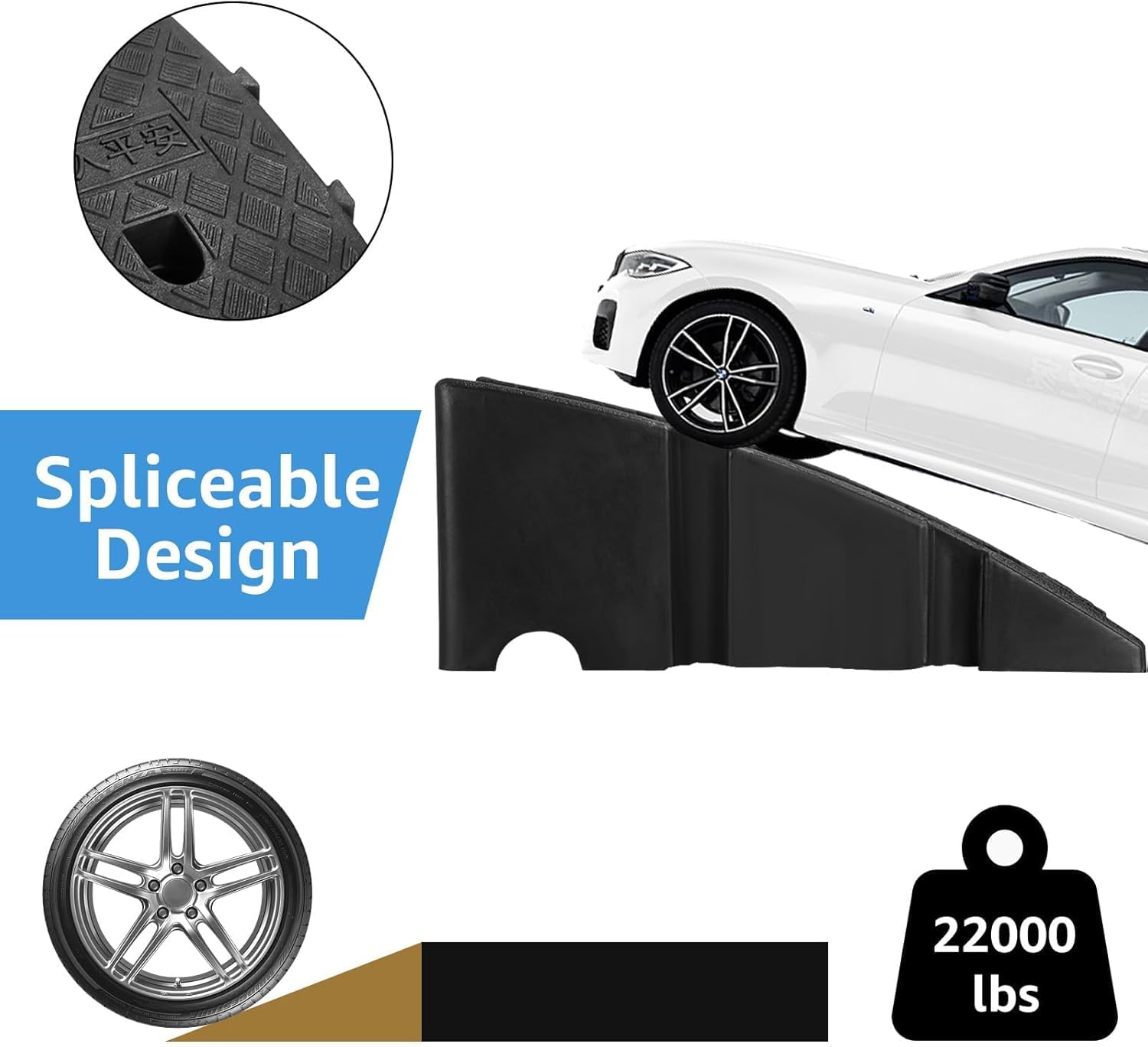 Lot de 2 grandes rampes de seuil légères et portables avec vis d'expansion, installation facile pour allées, trottoirs, voitures, scooters, 25 x 27 x 7 cm