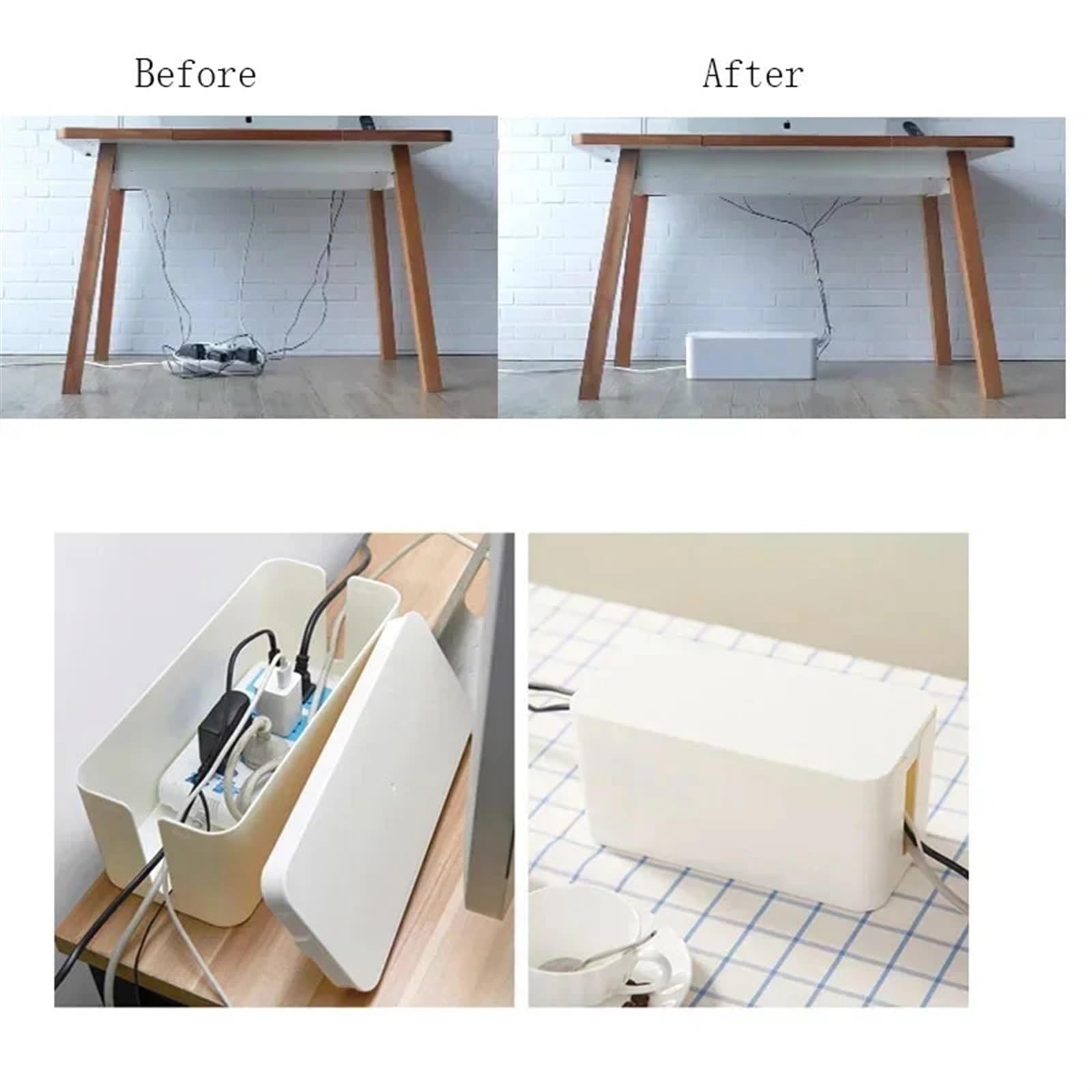 Caja Para Cables Caja de almacenamiento cables regleta enchufes Organizador gestión línea eléctrica madera Cargador a prueba polvo Toma corriente Contenedor red(Style01)