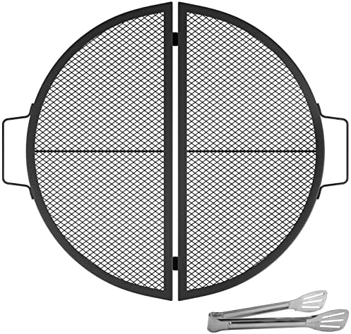 VEVOR Fire Pit Cooking Grate 22 Inch, Foldable Round Cooking Grill Grates,Heavy Duty X-Marks BBQ Grill with Portable Handle & Support Wire for Outdoor Campfire Party & Gathering