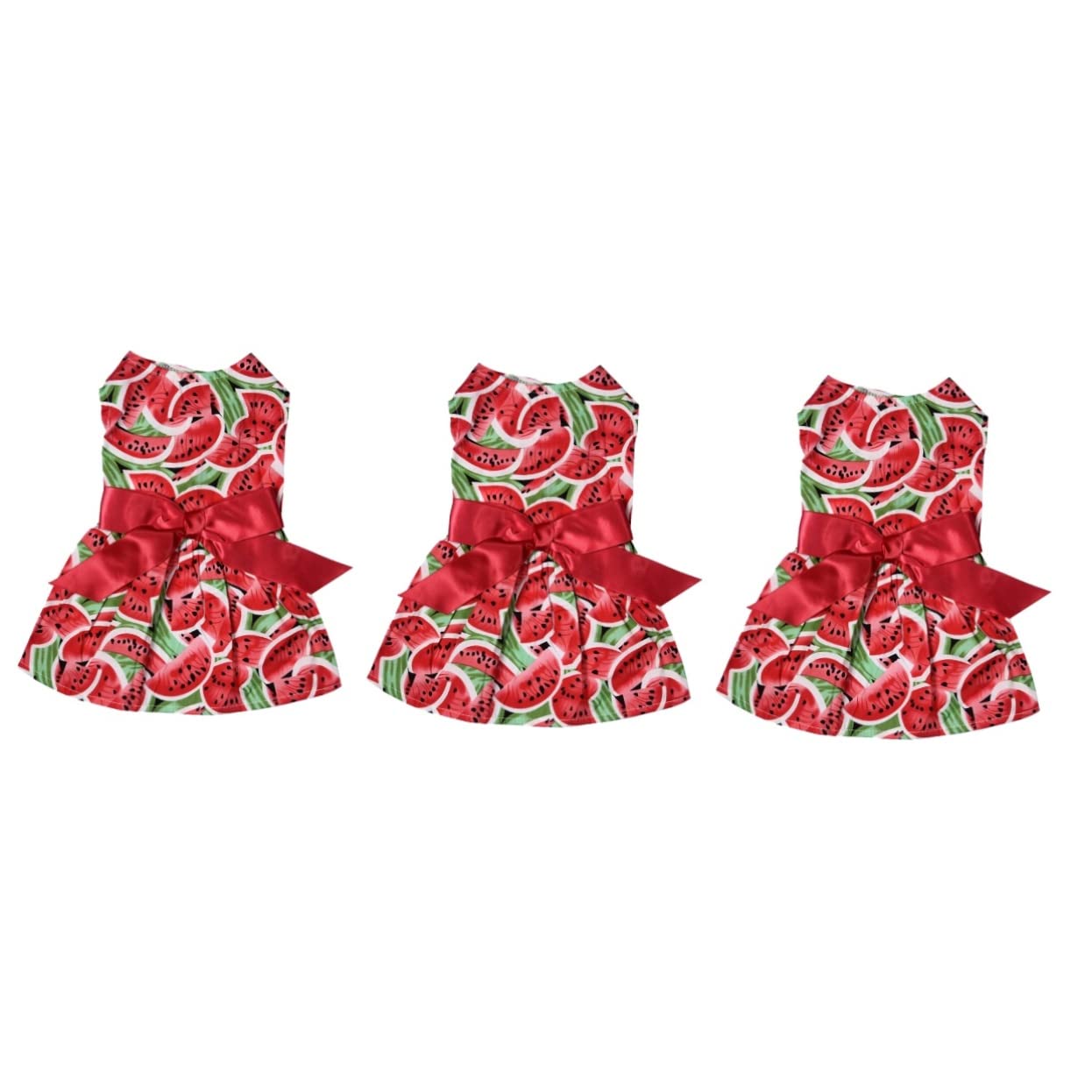 Robe pour chien rouge pastèque XS lot de 3 vêtements d'été légers avec nœud pour les sorties