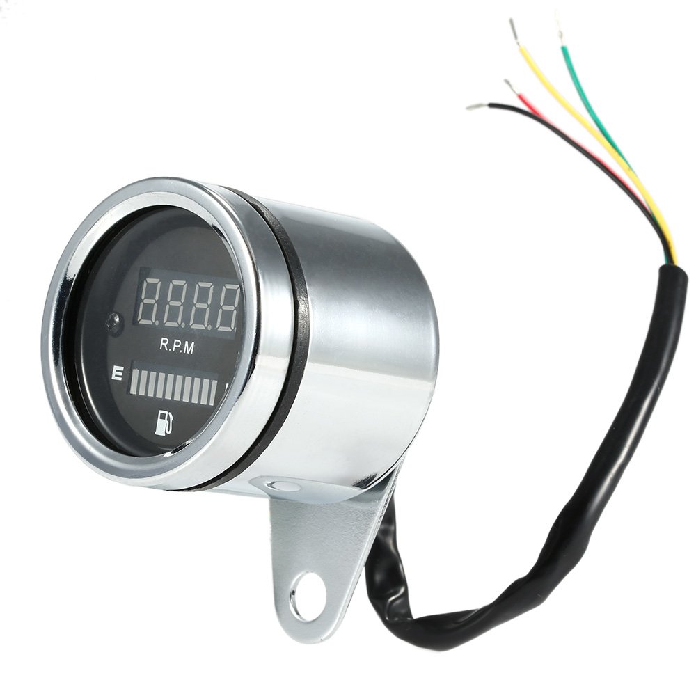 Docooler Meter 12V Motorcycle 2 in 1 Tachometer RPM Shift Meter Fuel