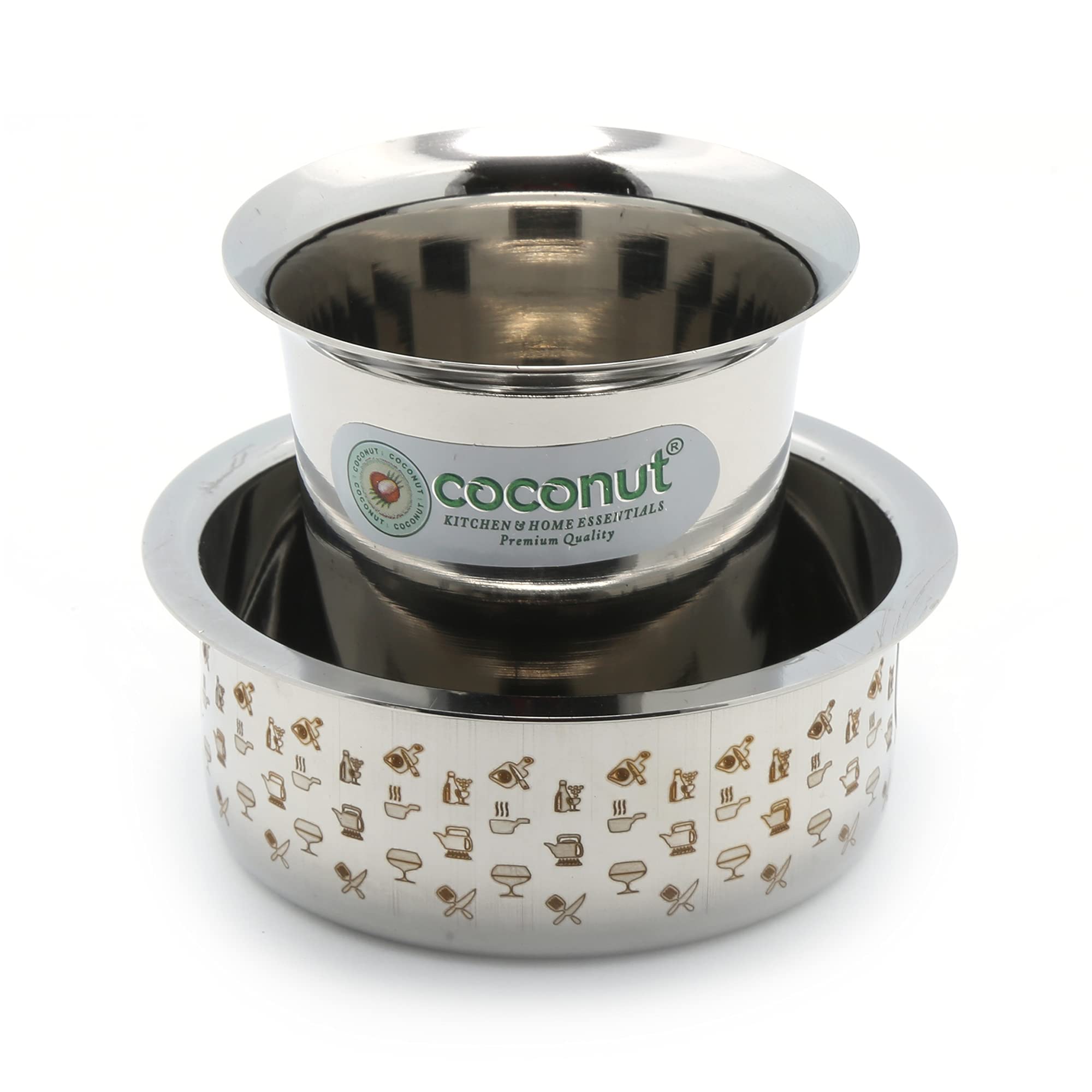 Coconut Kumbakonam Dabara Set/Traditional Kumbakonam Coffee Dabara Set/Tea Dabara Set/Serving Drinkware/Pack of 2, Capacity -150ML Each Glass - Image 2 thumbnail