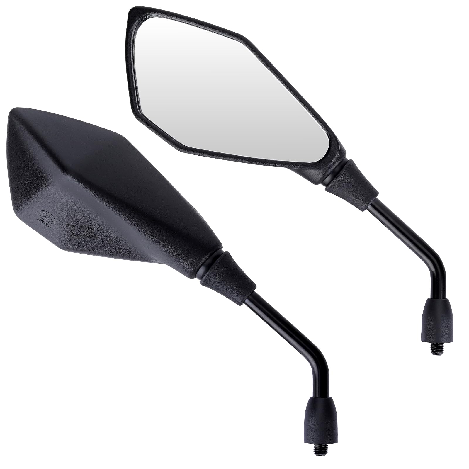 2 Pezzi Specchietti Moto E57 Omologati, Specchietti Moto Manubrio, Specchietto Retrovisore M10 Regolabili per ATV, Scooter, Cruiser, Moped, Quad, Roller