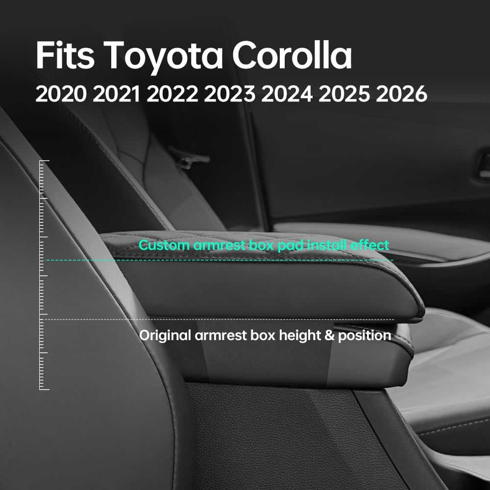 Corolla center console cover pad suitable for 2020 2021 2022 2023 2024 2025 2026 faux leather toyota armrest mat waterproof wear resistant and scratch resistant center console protection accessory