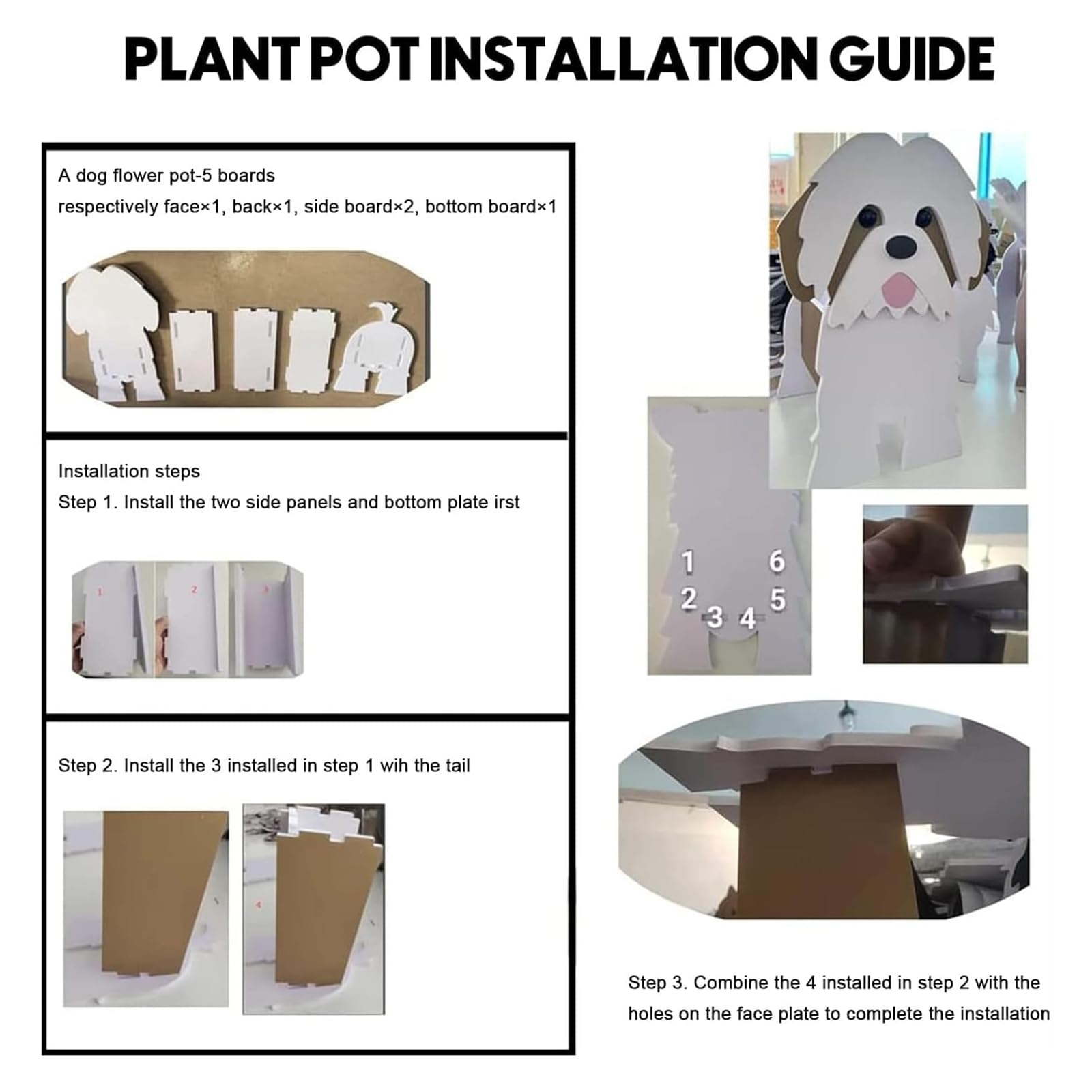 Maceta para decoración de jardín para mascotas, Yorkshire, bonita forma de animal, bonsái, maceta de almacenamiento de plantas, adecuada para chalet, plantas de interior y exterior