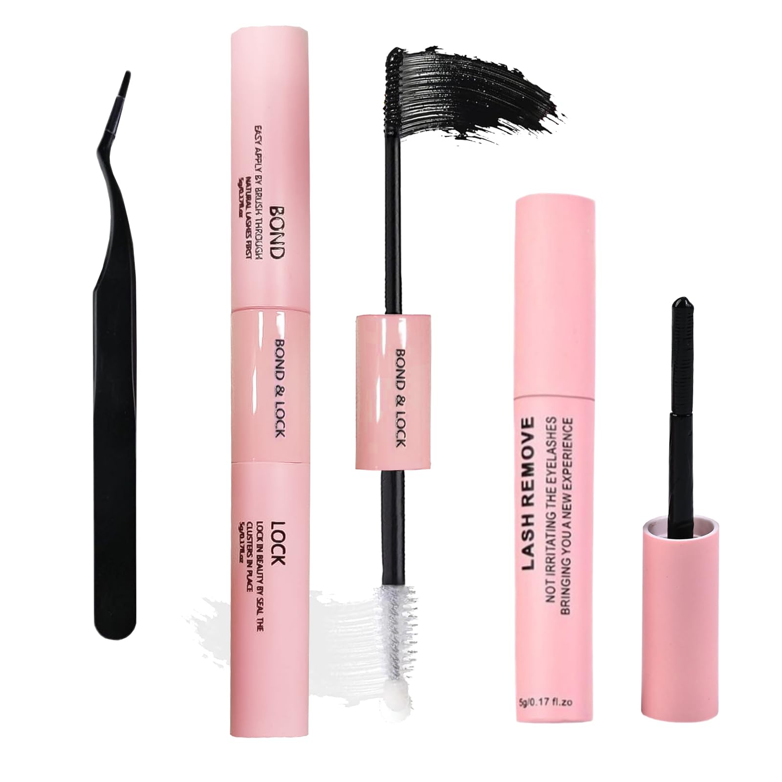 Bond and Seal Lash Kit with Lash Remover Tweezers Eyelash Glue for DIY Cluster Eyelash Lashes Eyelash Extensions Lasting Strong Waterproof Mascara Eyelash Extension Glue for Sensitive Eyes