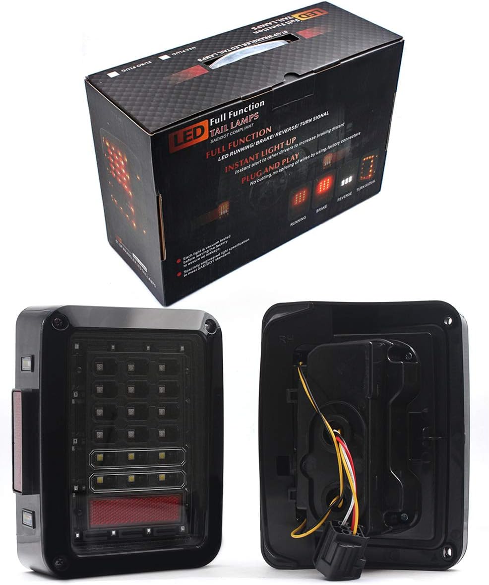 Wrangler JK Tail light - Clear LED Tail Light for 2007-2017 Wrangler JK Brake Reverse Light Rear Back Up Lights Daytime Running Lamps DRL