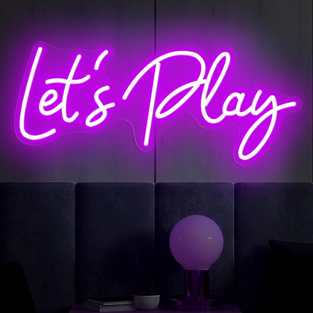 Let's Play Neon Sign Lets Play Sign LED Light Kids Playroom Decor Kids Wall Art Boho Playroom wall art Neon Lights for party Game Room Signs (Warm White - Small size 16x7")