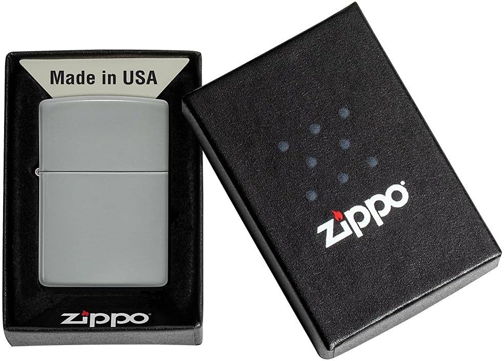 Zippo Lighter - Personalized Message Engraved on Backside Colored Windproof Lighter Flat Grey 49452