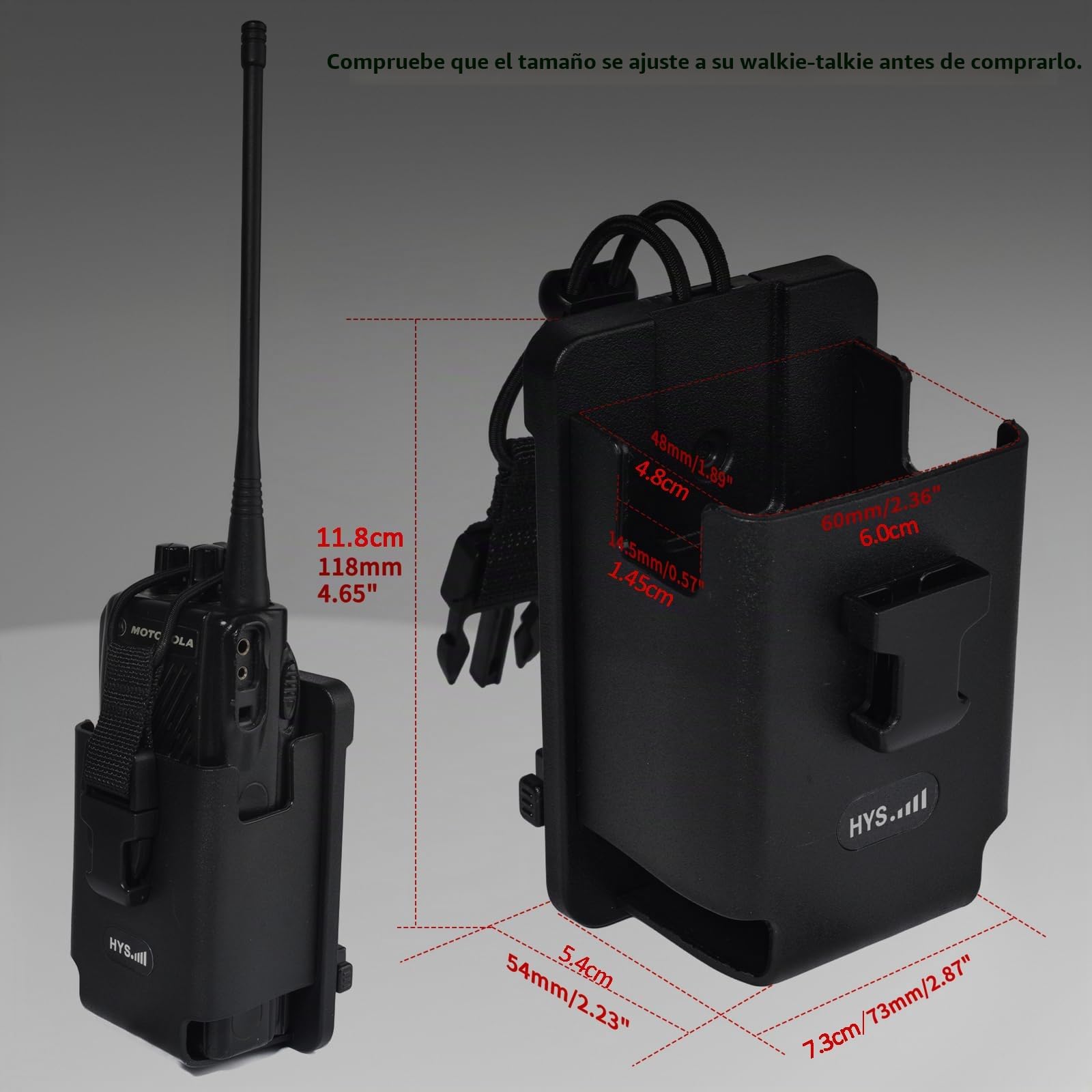 HYS Funda de piel TPU para walkie-talkie Carrying Case丨Radio Holder Compatible con Motorola Hytera Kenwood Baofeng Quansheng丨Belt Holster丨ABS Molle System Clip