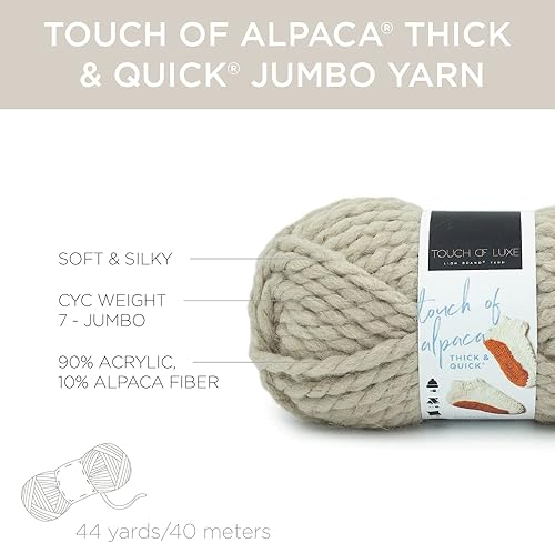 Miniatura 3 de Lion Brand Yarn Touch of Alpaca - Ovillo de lana grueso y rápido para tejer, ganchillo y manualidades, 1 unidad, mineral
