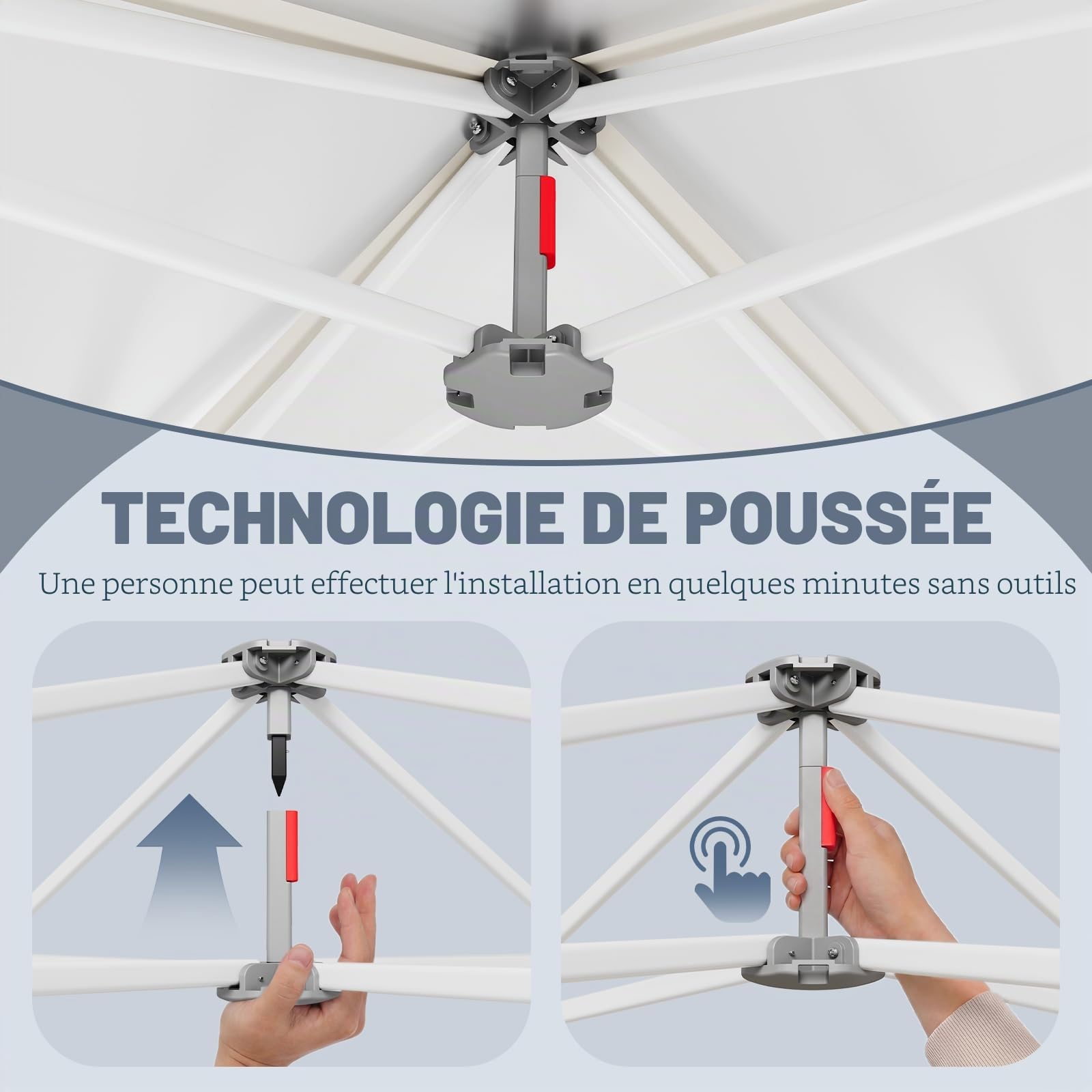JUMMICO Tonnelle Pavillon Pliable 3x6m à Montage Rapide｜Assemblage en 5 Minutes｜Hauteur Réglable & 10cm Plus Haut｜Stable au Vent & Imperméable｜pour Jardin, Camping & Fêtes Gris