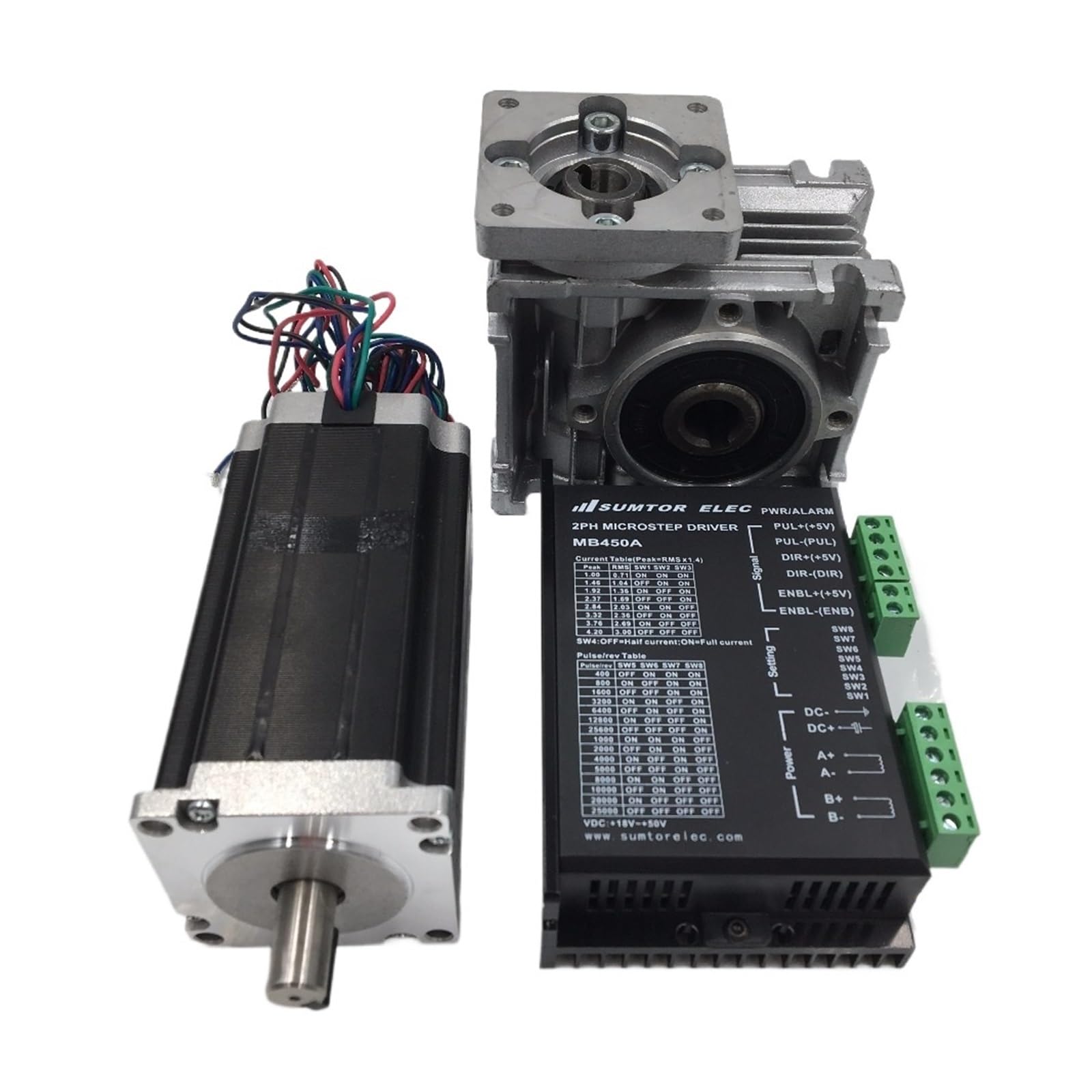 Nema23 silnik krokowy L56mm 50:1 przekładnia ślimakowa reduktor prędkości 2ph 55Nm 3A ze sterownikiem krokowym 24-50VDC zestaw CNC,Napęd elektryczny