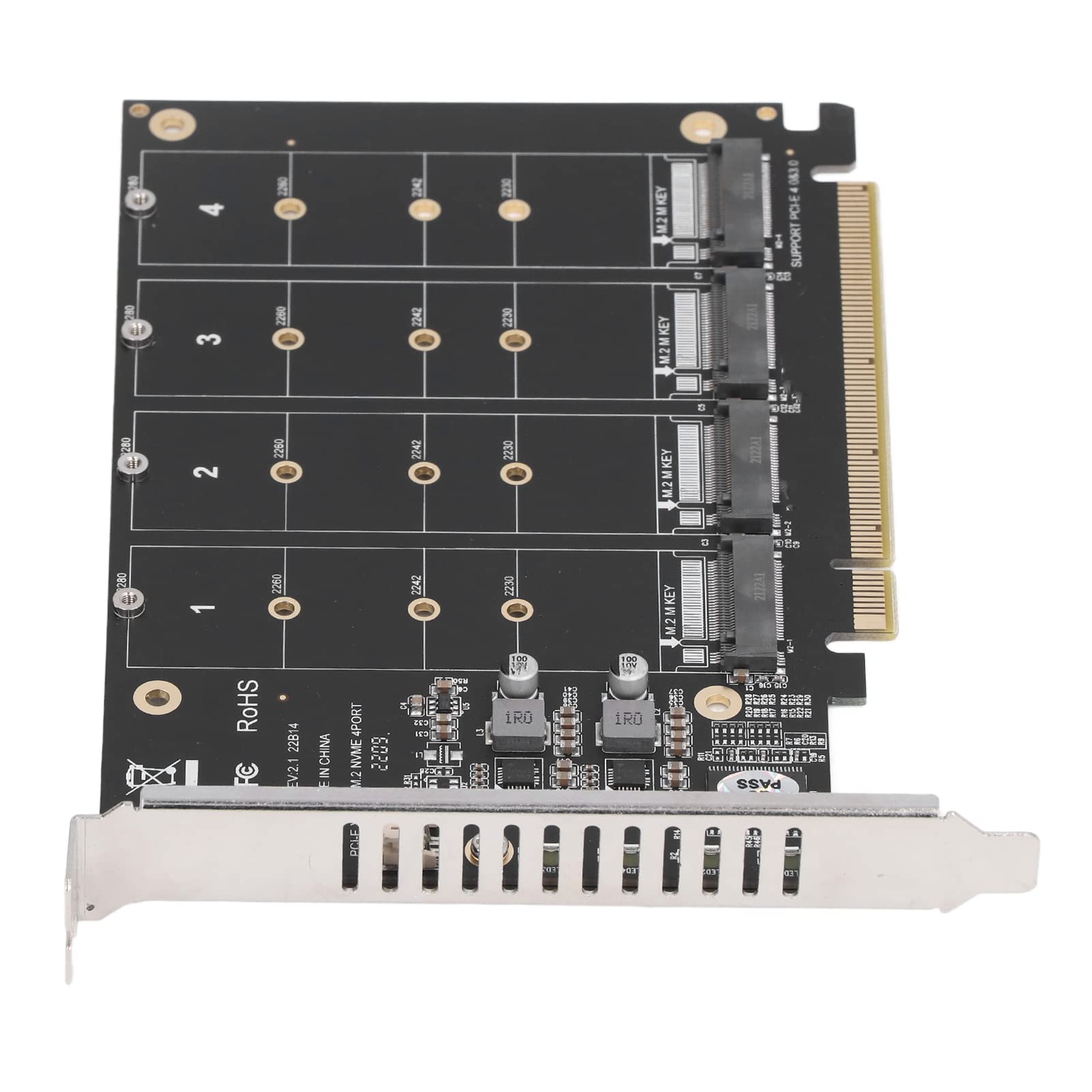 4x32Gbps PCIE X16 4-portowa Karta Rozszerzeń, M.2 NVME SSD do Miękkiej Karty Raid PCIE X16, Komputer Stacjonarny PH44 z Indywidualną Kartą Rozszerzeń Kontrolera Wskaźników LED dla