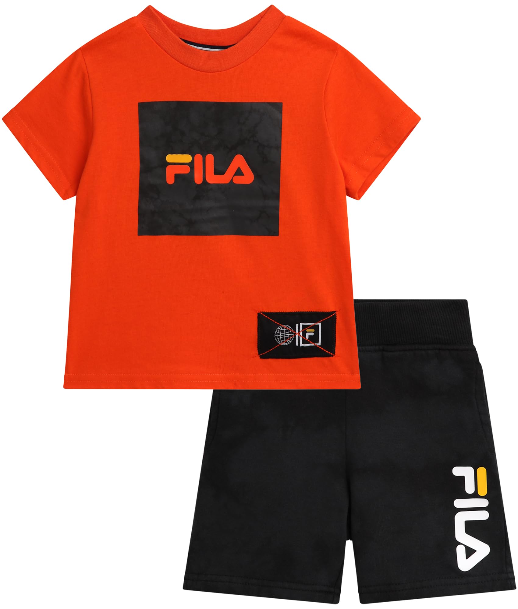 Fila Boys Active Shorts Set - 2 Piece Dry Fit T-Shirt and Performance Gym Shorts - Activewear Clothing Set for Boys (4-12)