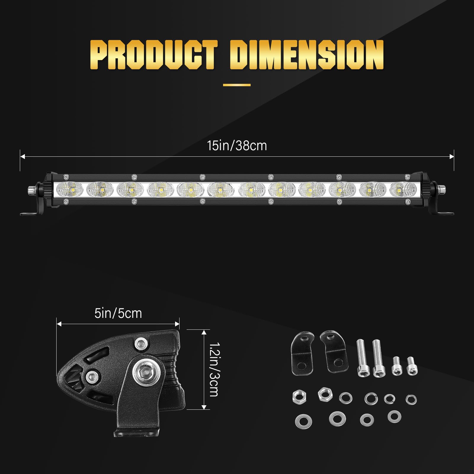 Willpower 13 cali 60 W Led Work Light Bar jednorzędowy LED Light Bar Flood Beam Wodoodporne lampy przeciwmgielne Offroad Światła do jazdy terenowej do ciągnika 4 x 4, ciężarówki, łodzi, ATV, UTV, SUV
