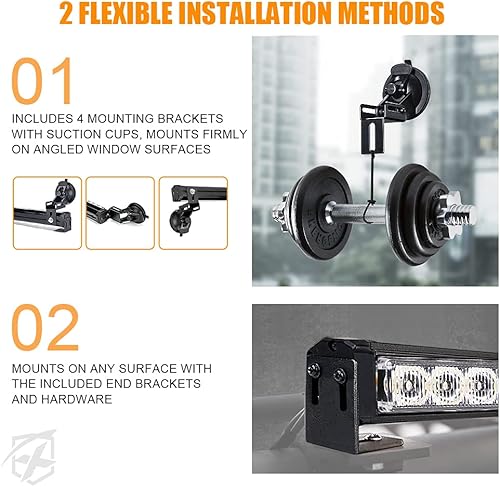 Miniatura 8 de Xprite Barra de luz estroboscópica doble LED para asesor de tráfico de emergencia, barras de luz intermitentes de advertencia de peligro de