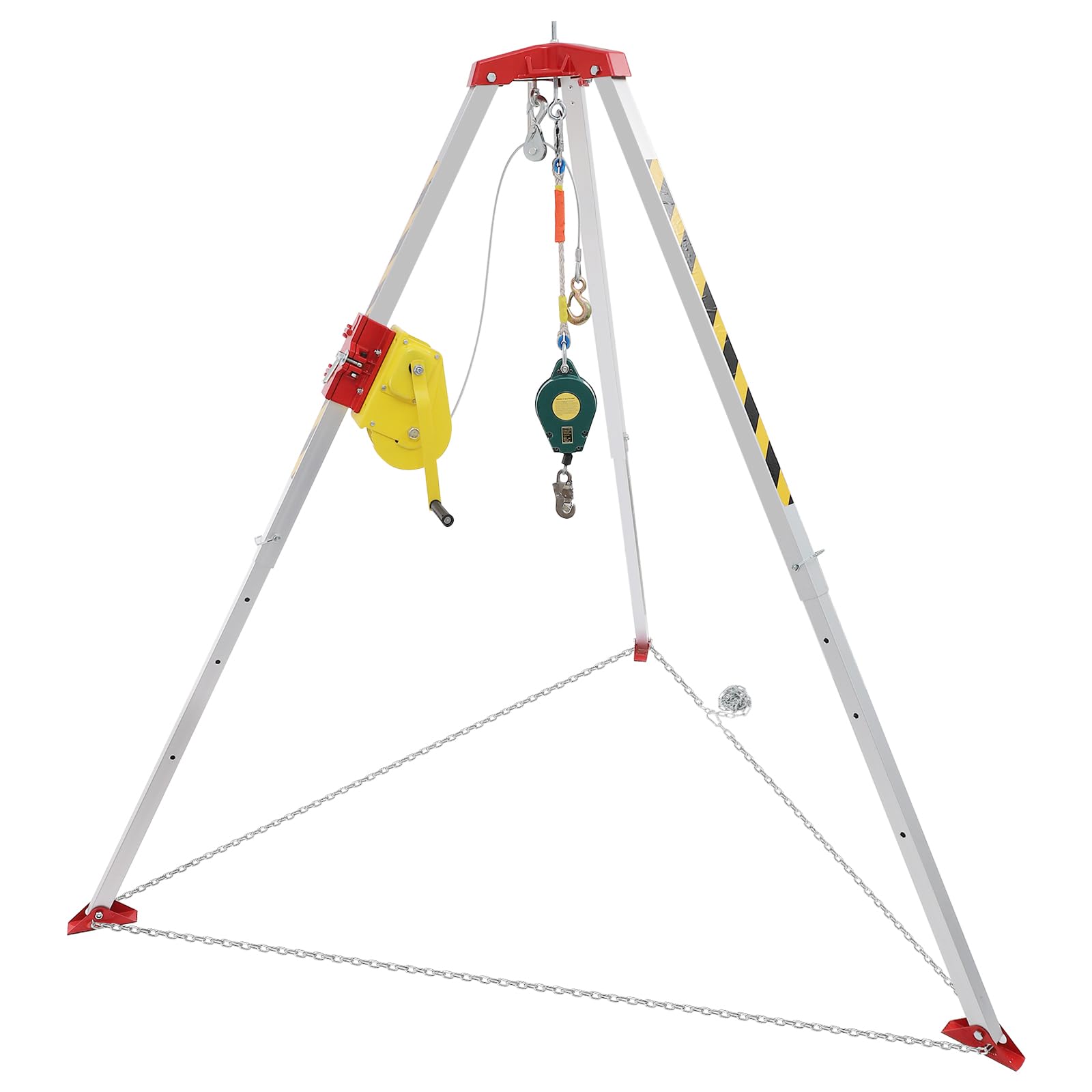 PIAOCAIYIN Confined Space Tripod Kit, 1200lbs Manual Rescue Tripod Confined Space Tripod Kit w/ 5-6.5ft Adjustable Legs, Aluminum Safety Emergency Rescue Tripod w/Fall Arrester & Self-Locking