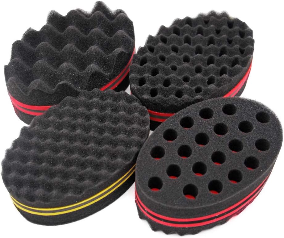 4 different small sponges/brushes for twisting hair, dreadlocks, twisting and fixing, afro curls, spirals, waves, hair care tool (mix)