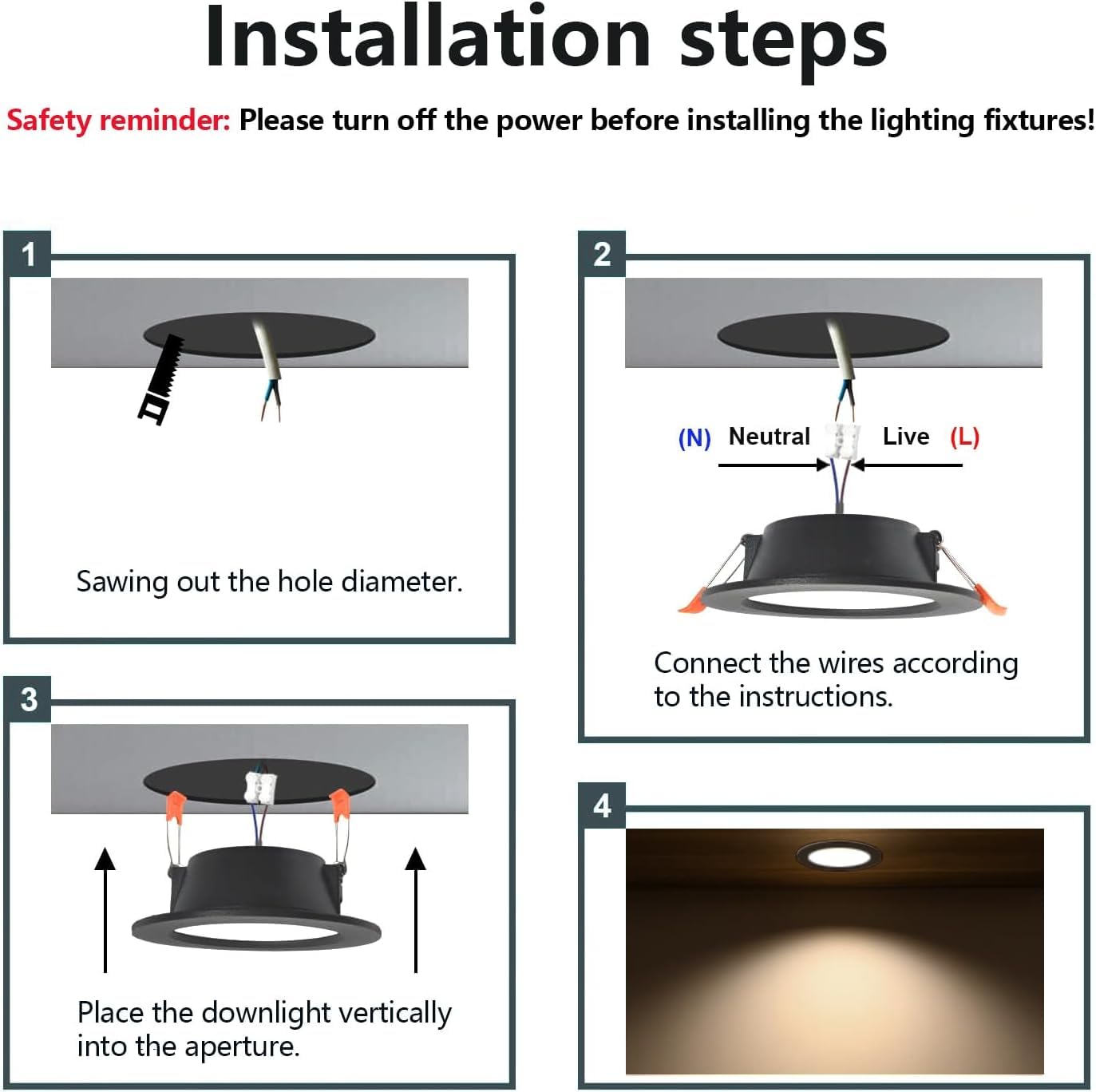 Sweier Ultra Slim 5W LED Recessed Ceiling Lights, 3 Adjustable Colors (6000K/3000K/4000K) 480LM - Image 4