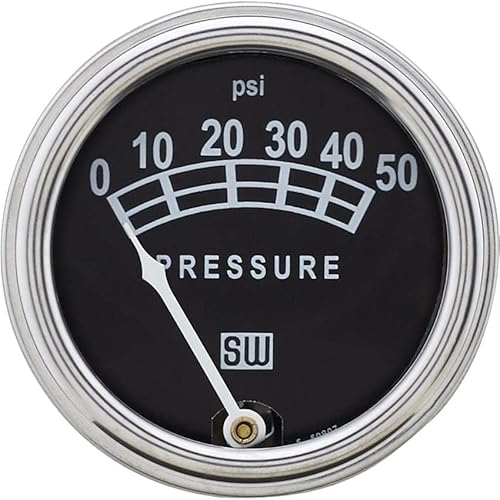 Stewart Warner 82207 Std 2-1/16 in. Oil Pressure Gauge, Mech, 0-50 PSI
