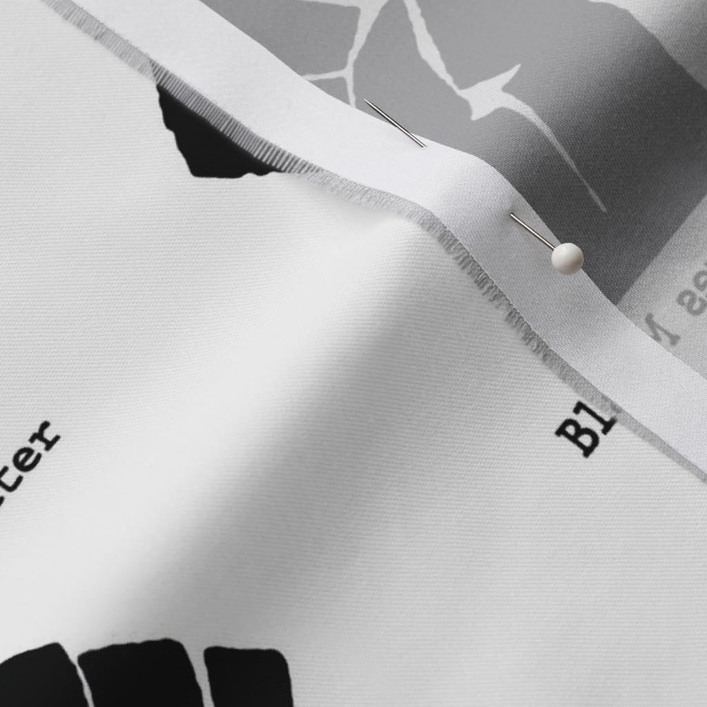 Spoonflower Fabric - Black White Small White History Fist African American BLM Black Lives Printed on Organic Cotton Sateen Fabric by The Yard - Sewing Quilting Apparel Home Decor