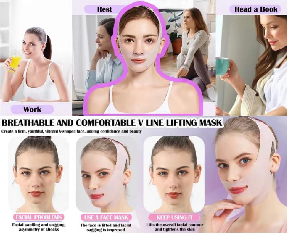 2pc V Line Face Lifting Strap - Chin and Cheek Lifting Bandage for V Face Lift - Sleeping Mask Strap for Women - Gift Idea - Image 4