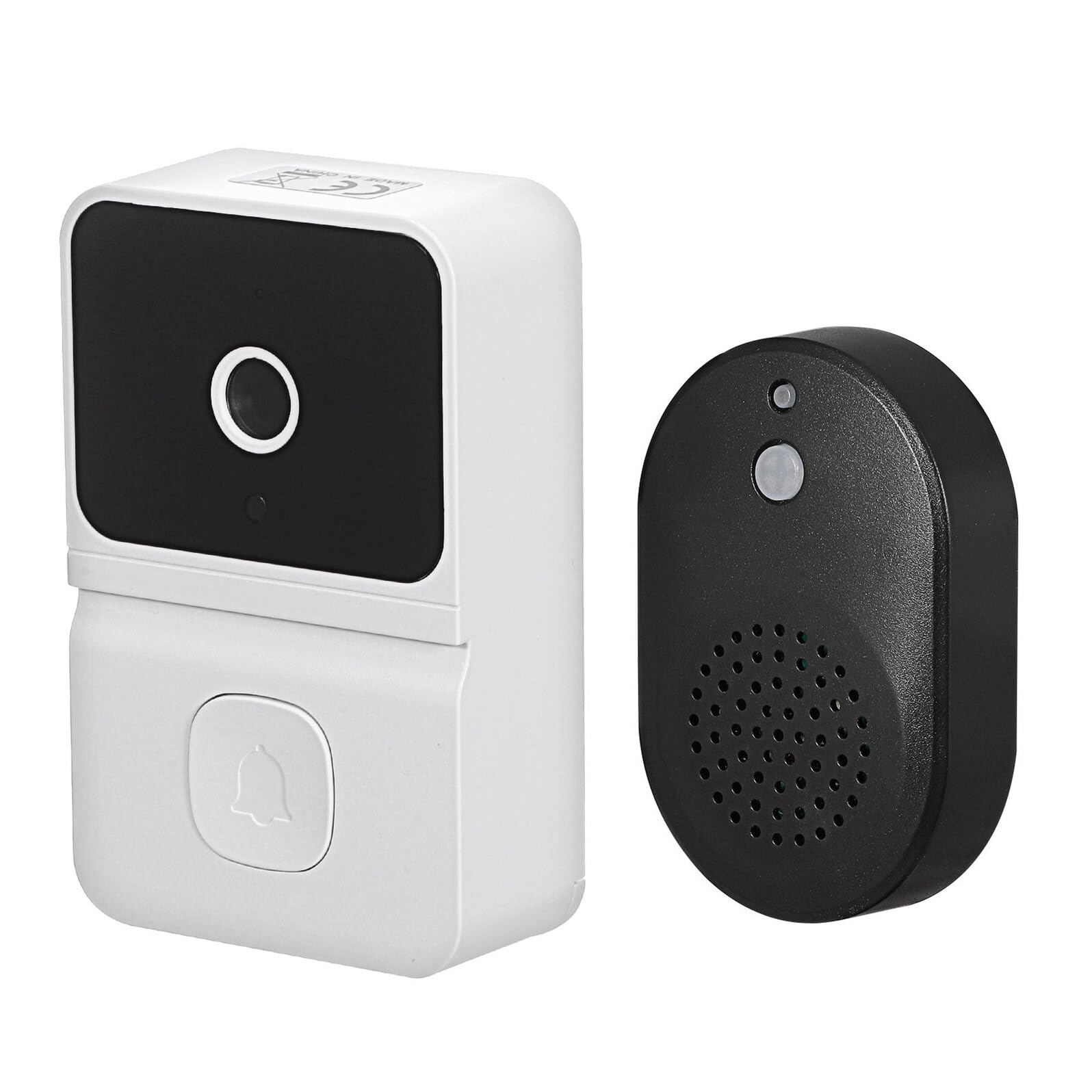 Sonnette sans fil rechargeable COLLBATH avec carillon intérieur noir et blanc pour maison