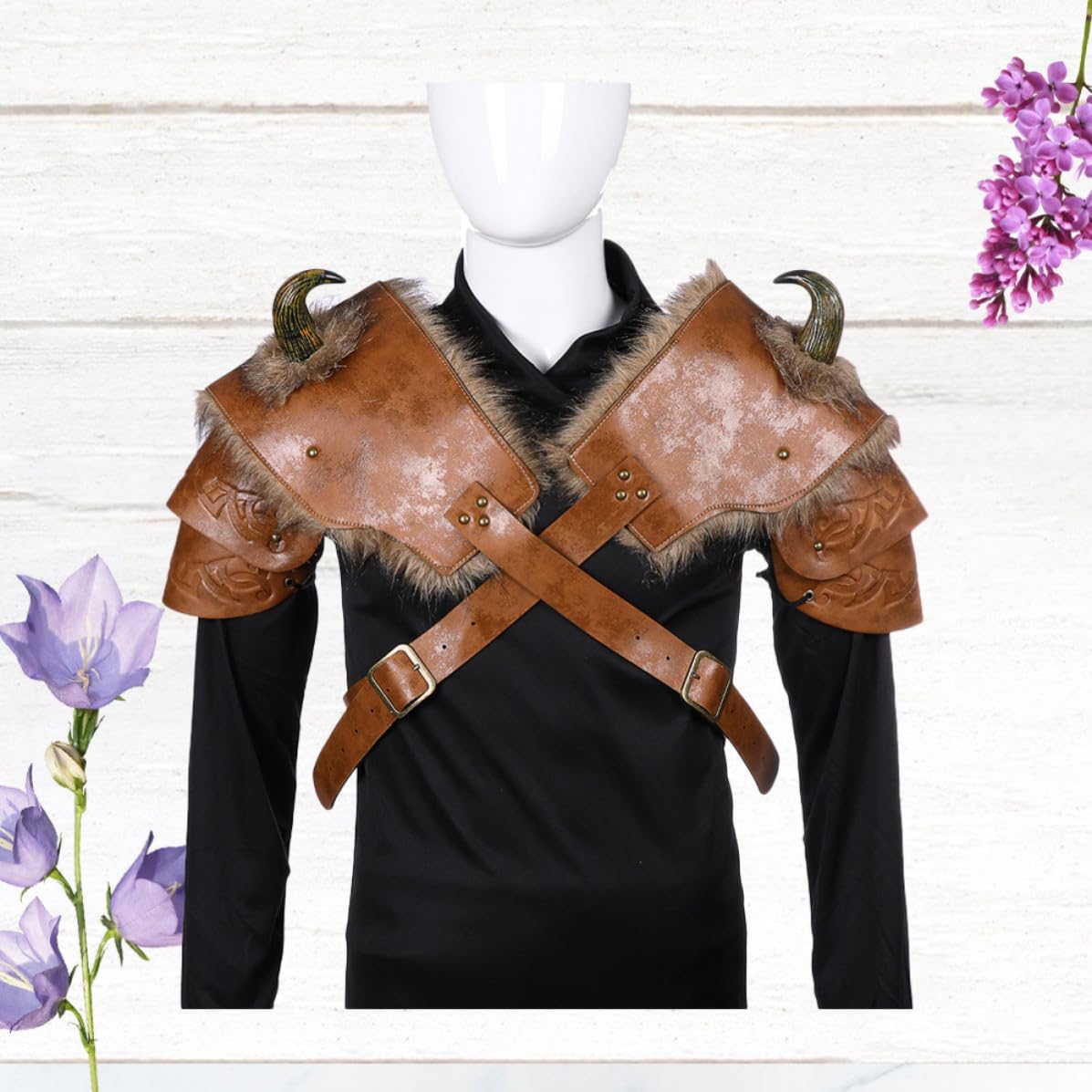 Hombreras Vikingas de Cuero Sintético Marrón 2 Piezas