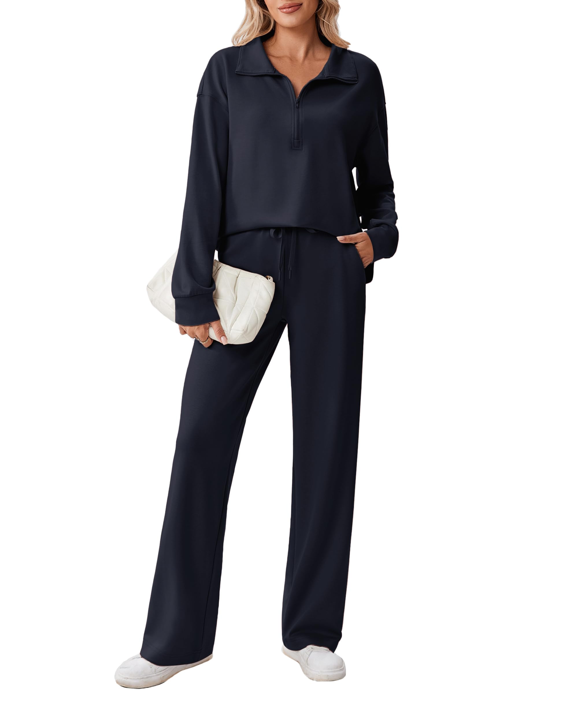 PINSPARK 2 Piece Sets for Women 1/2 Zip Sweatsuit 2026 Matching Outfit Fall