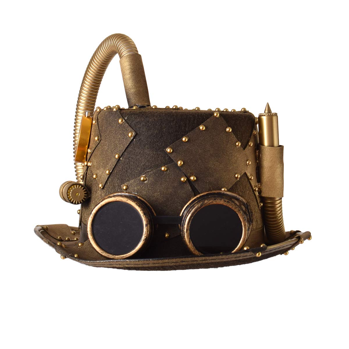 COSDREAMER Unisex Steampunk Top Hats Halloween Costume Hat with Goggles Black (Bronze, 58cm) — image 1