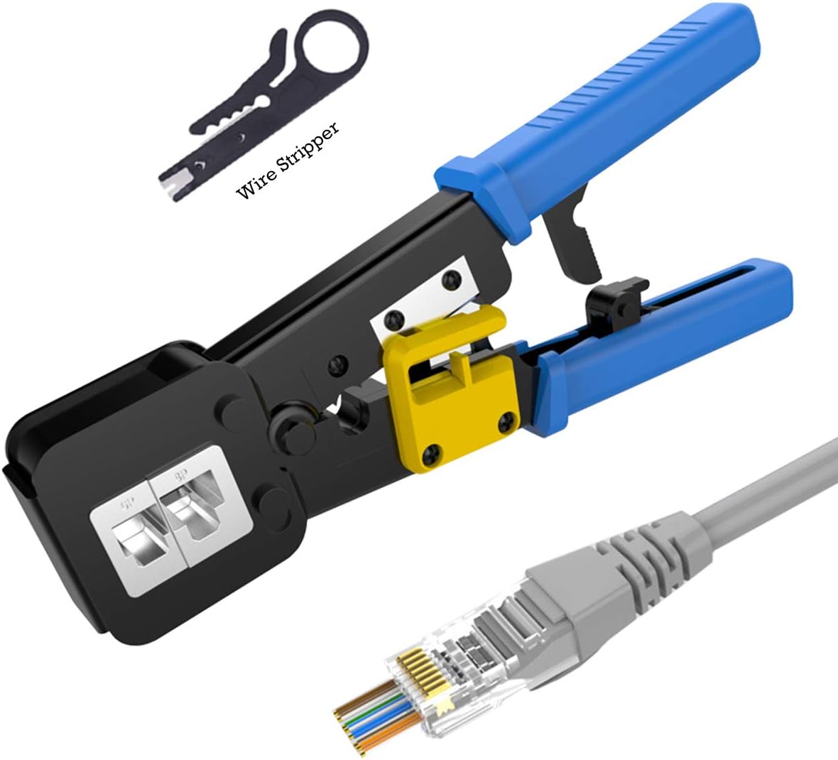 EZ RJ45 Crimping Tool Pass Through Cat5 Cat5e Cat6 Crimping Tool for RJ45/RJ12 Regular and End