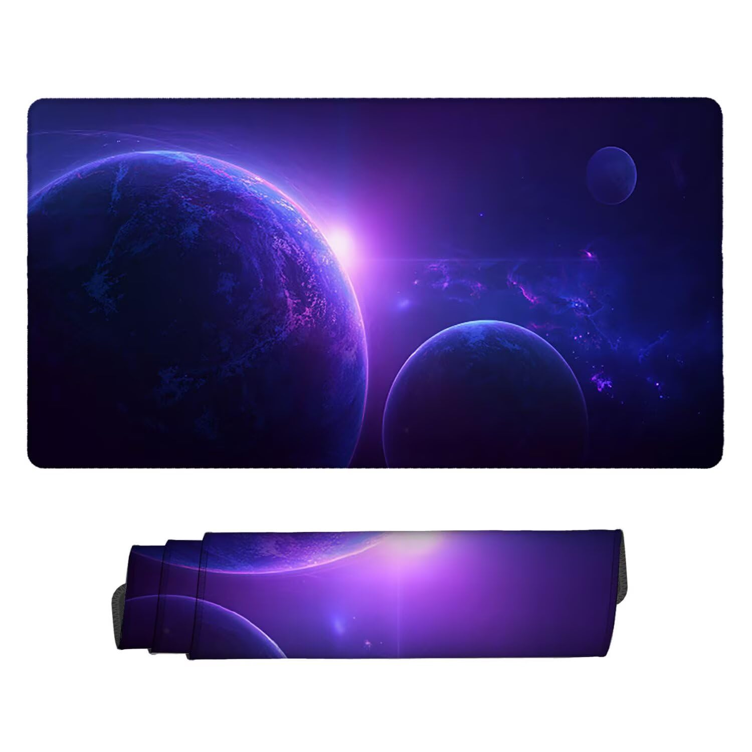 Podkładka pod mysz do gier XXL Mousepad 1000 x 500 mm, duża podkładka pod biurko z antypoślizgową gumową podstawą dla graczy, poprawia precyzję i szybkość (kosmiczna planeta) X-965