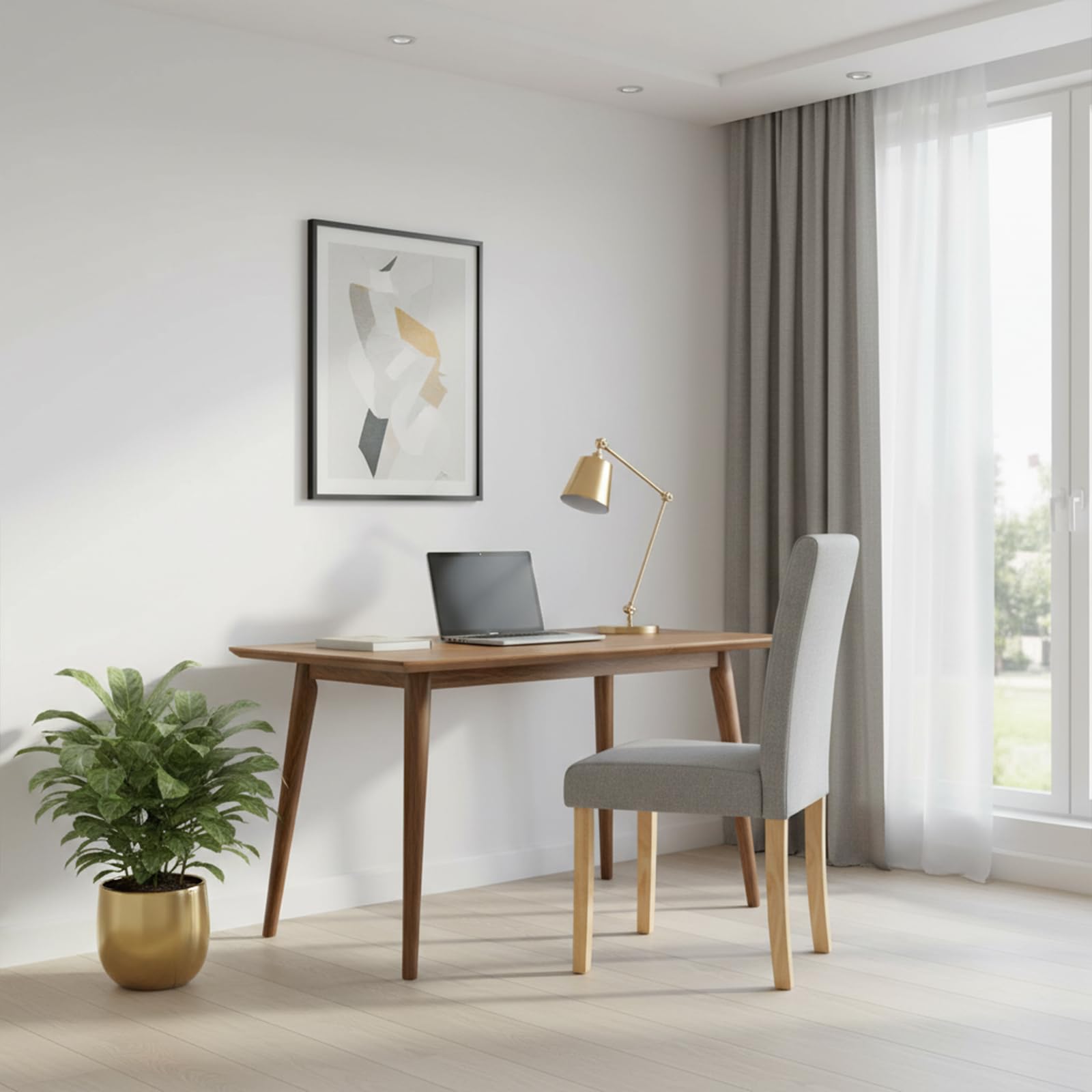 EGGREE Sedie da Pranzo Set di 2 Grigie Tessuto Lino Sedie Imbottite con Seduta e Schienale Spessi, Gambe in Legno di Gomma Resistenti, 43 × 46,5 × 92 cm, Design Moderno per Cucina e Sala da Pranzo